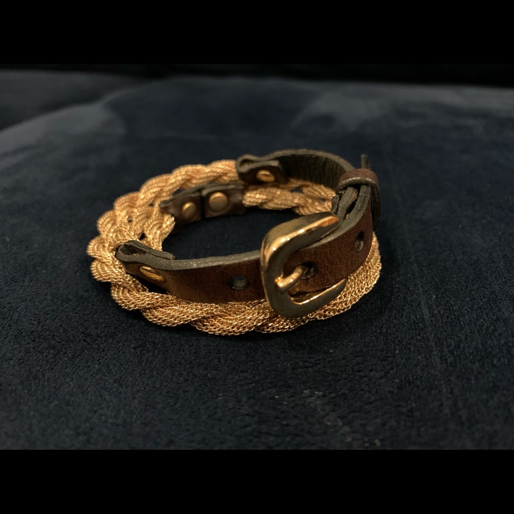 Rose Gold + Leather Buckle Bracelet